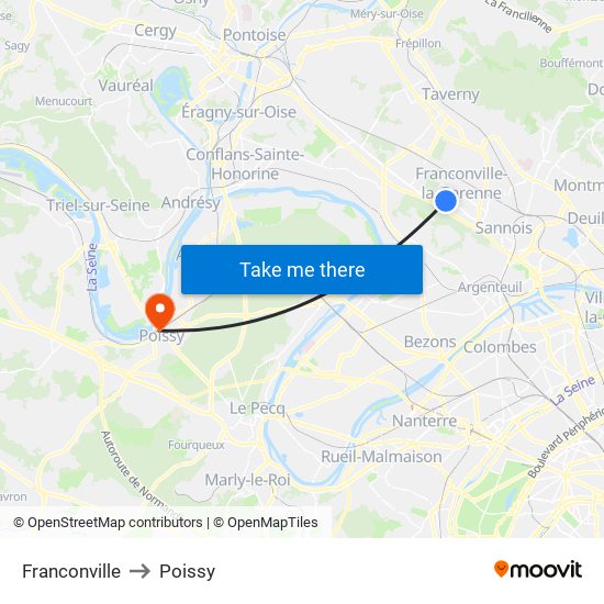 Franconville to Poissy map