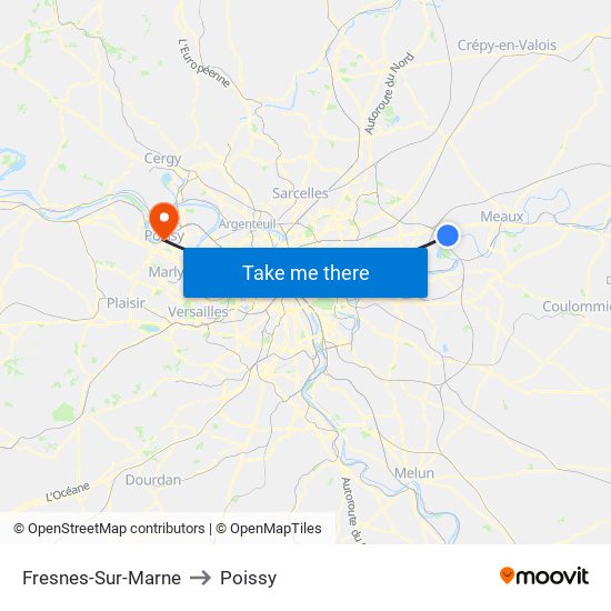 Fresnes-Sur-Marne to Poissy map