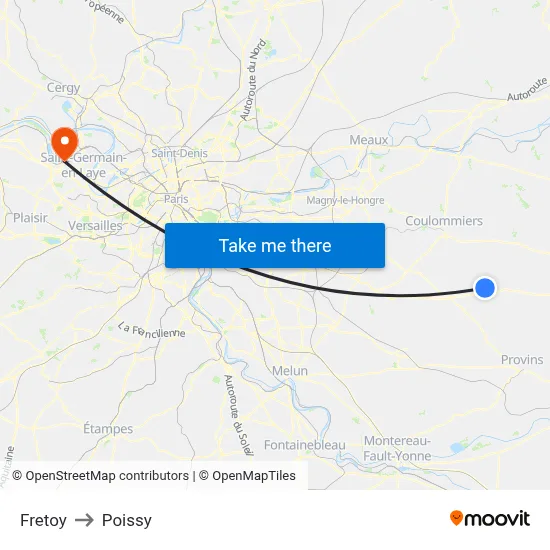 Fretoy to Poissy map