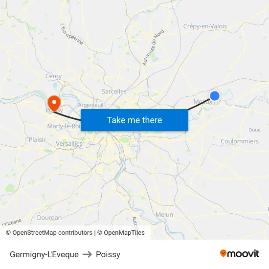 Germigny-L'Eveque to Poissy map