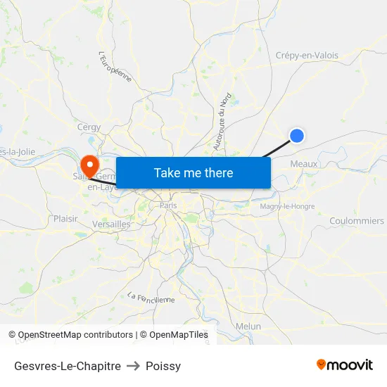 Gesvres-Le-Chapitre to Poissy map
