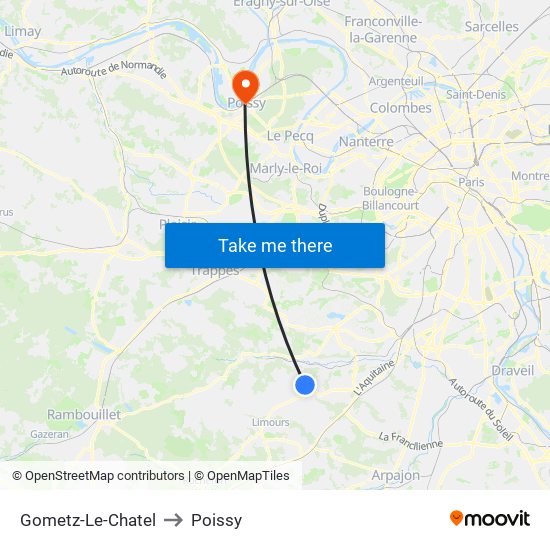 Gometz-Le-Chatel to Poissy map