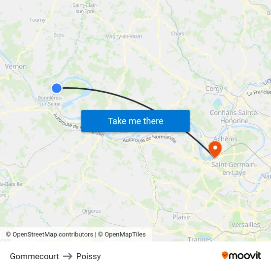 Gommecourt to Poissy map
