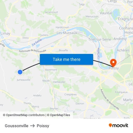 Goussonville to Poissy map