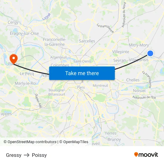 Gressy to Poissy map