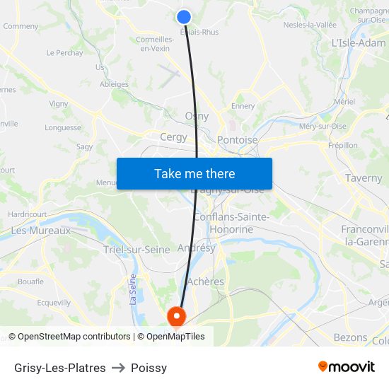 Grisy-Les-Platres to Poissy map