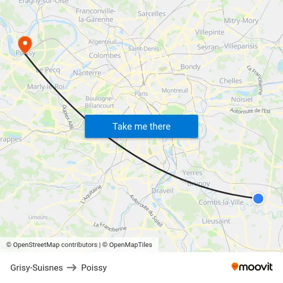 Grisy-Suisnes to Poissy map
