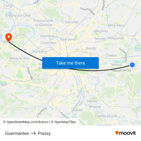 Guermantes to Poissy map