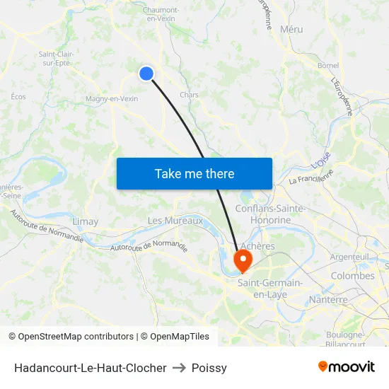 Hadancourt-Le-Haut-Clocher to Poissy map