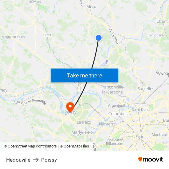 Hedouville to Poissy map