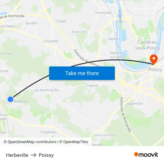 Herbeville to Poissy map