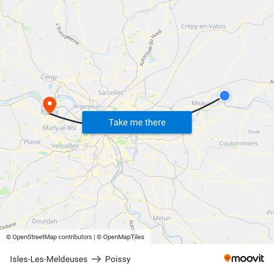 Isles-Les-Meldeuses to Poissy map