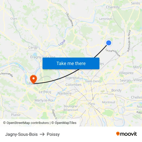 Jagny-Sous-Bois to Poissy map