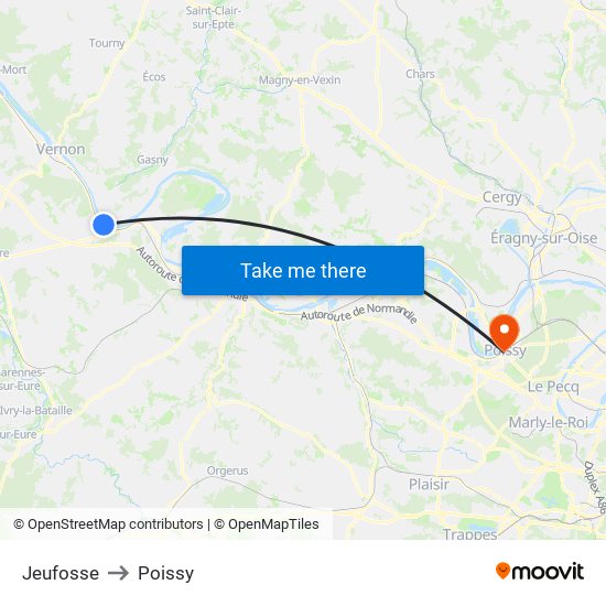 Jeufosse to Poissy map