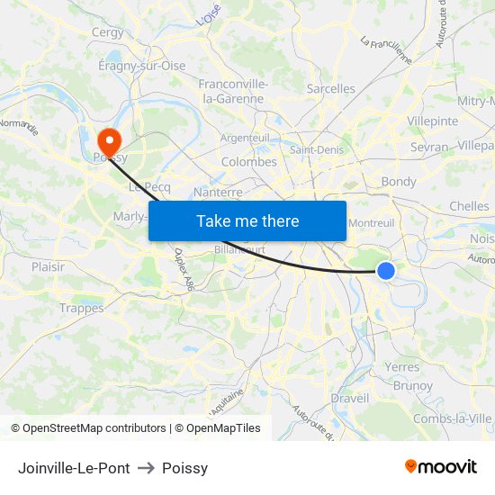 Joinville-Le-Pont to Poissy map