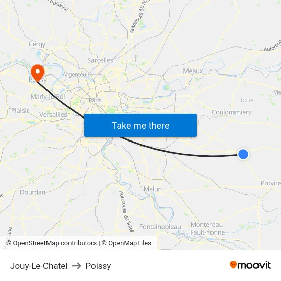 Jouy-Le-Chatel to Poissy map