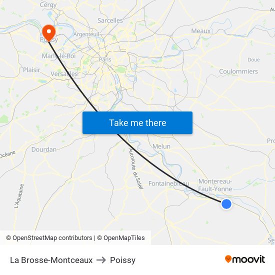 La Brosse-Montceaux to Poissy map