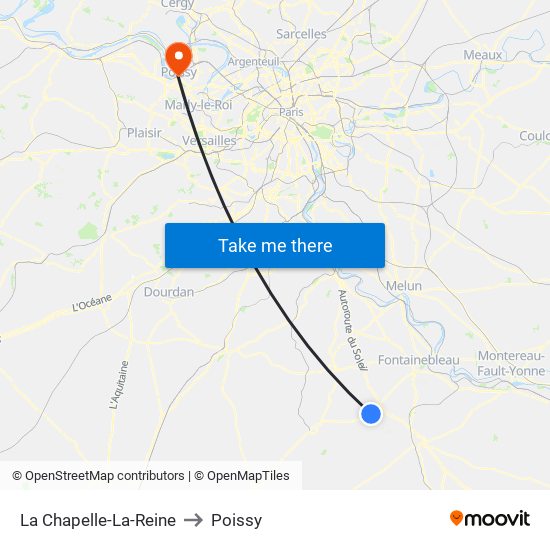 La Chapelle-La-Reine to Poissy map