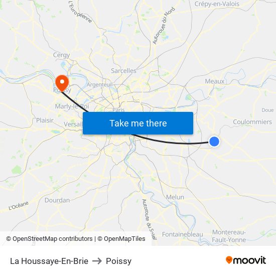 La Houssaye-En-Brie to Poissy map