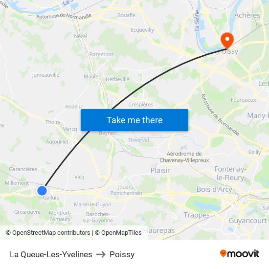 La Queue-Les-Yvelines to Poissy map