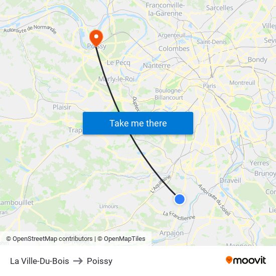 La Ville-Du-Bois to Poissy map