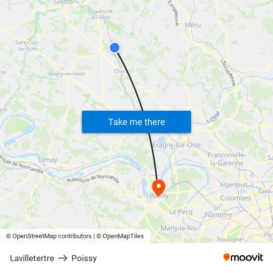 Lavilletertre to Poissy map
