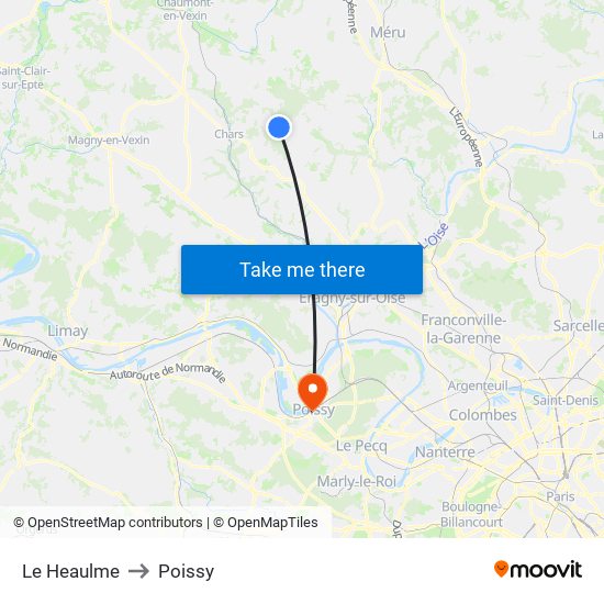 Le Heaulme to Poissy map