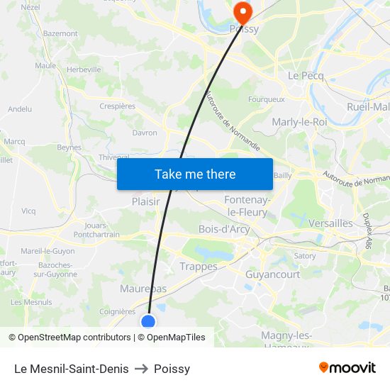 Le Mesnil-Saint-Denis to Poissy map