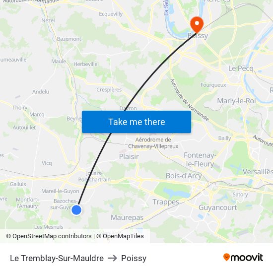 Le Tremblay-Sur-Mauldre to Poissy map