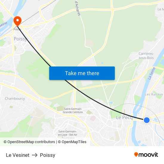 Le Vesinet to Poissy map