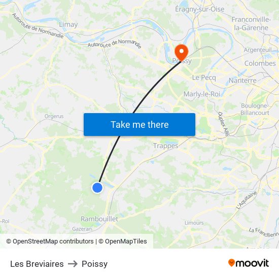 Les Breviaires to Poissy map