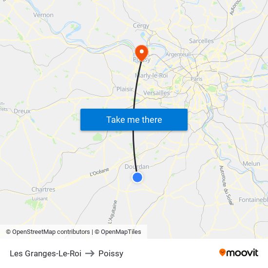 Les Granges-Le-Roi to Poissy map