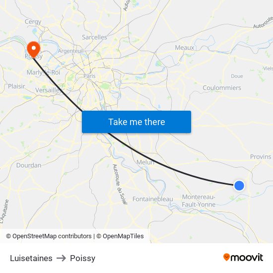 Luisetaines to Poissy map