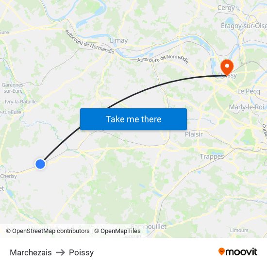 Marchezais to Poissy map