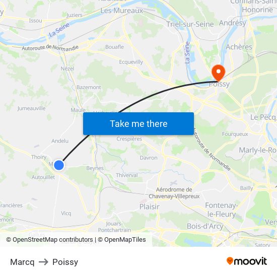 Marcq to Poissy map