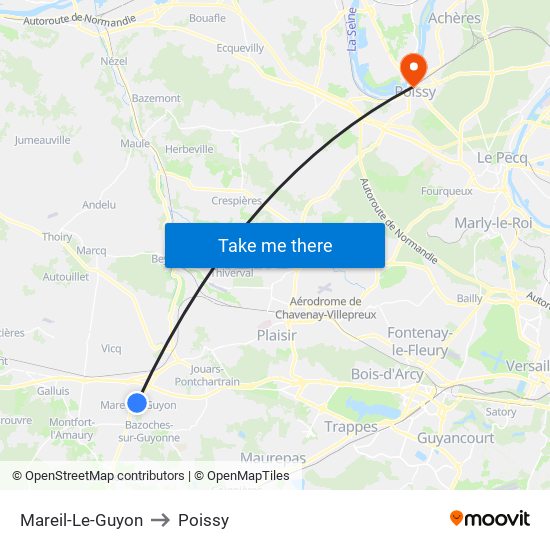 Mareil-Le-Guyon to Poissy map