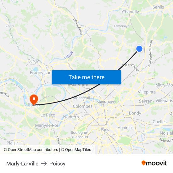Marly-La-Ville to Poissy map