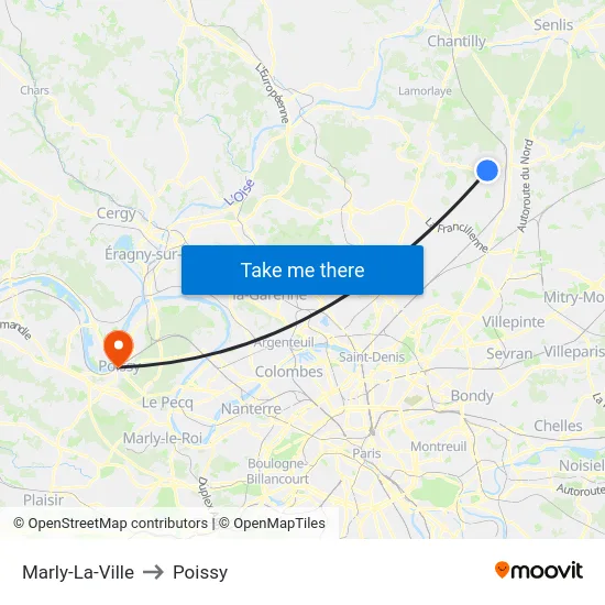 Marly-La-Ville to Poissy map
