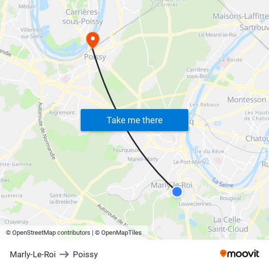 Marly-Le-Roi to Poissy map