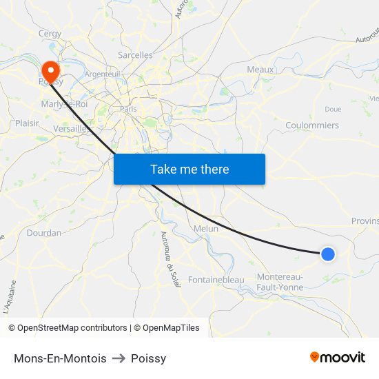 Mons-En-Montois to Poissy map