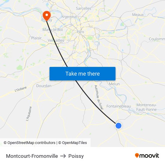 Montcourt-Fromonville to Poissy map