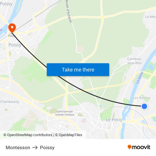 Montesson to Poissy map