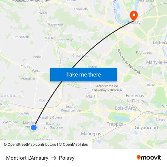 Montfort-L'Amaury to Poissy map