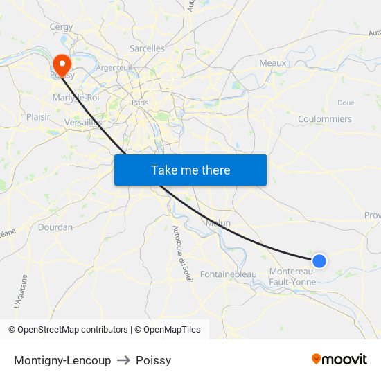 Montigny-Lencoup to Poissy map