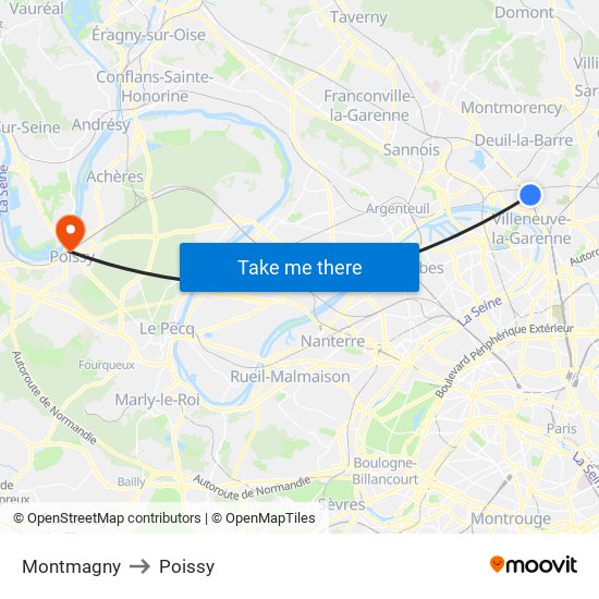 Montmagny to Poissy map