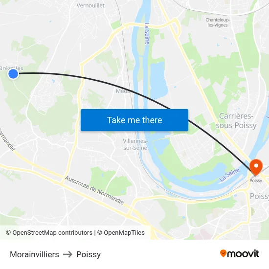 Morainvilliers to Poissy map