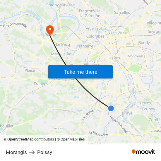 Morangis to Poissy map