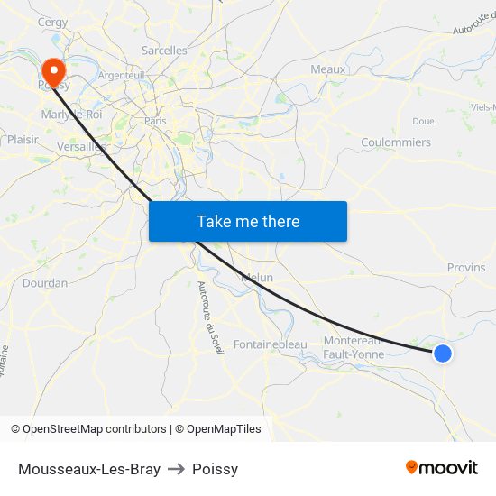 Mousseaux-Les-Bray to Poissy map