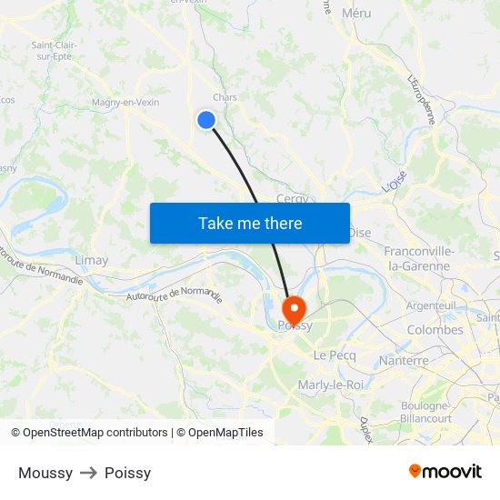 Moussy to Poissy map