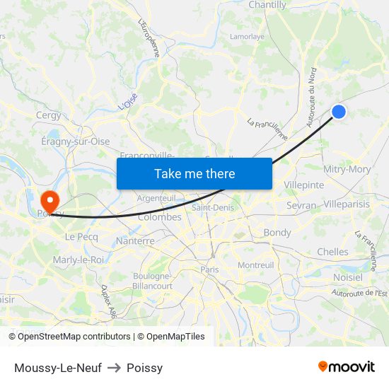 Moussy-Le-Neuf to Poissy map